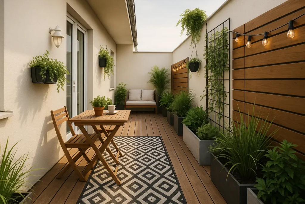Aménagement d'une petite terrasse en longueur