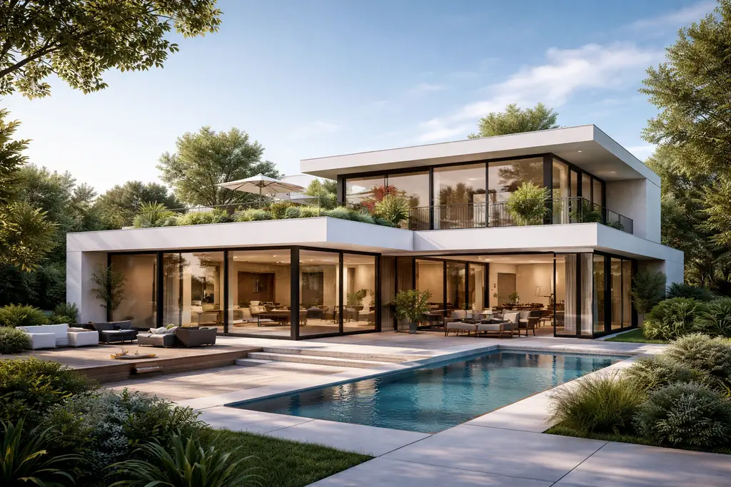 Maison moderne au design épuré toit plat